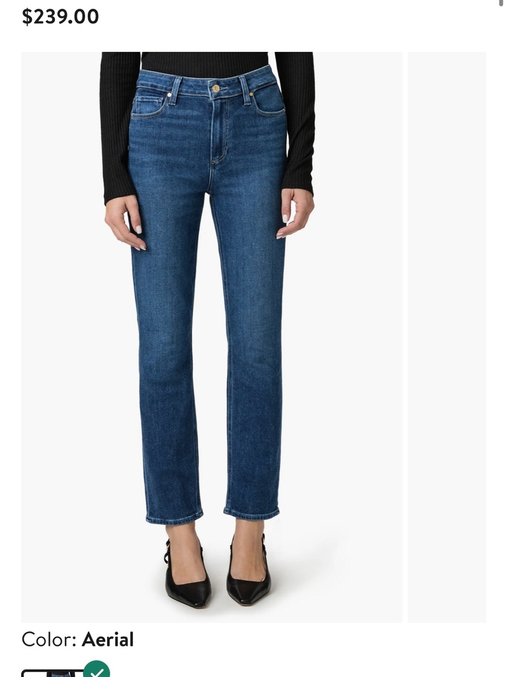 PAIGE Cindy Highrise Ankle Crop Straight Jeans